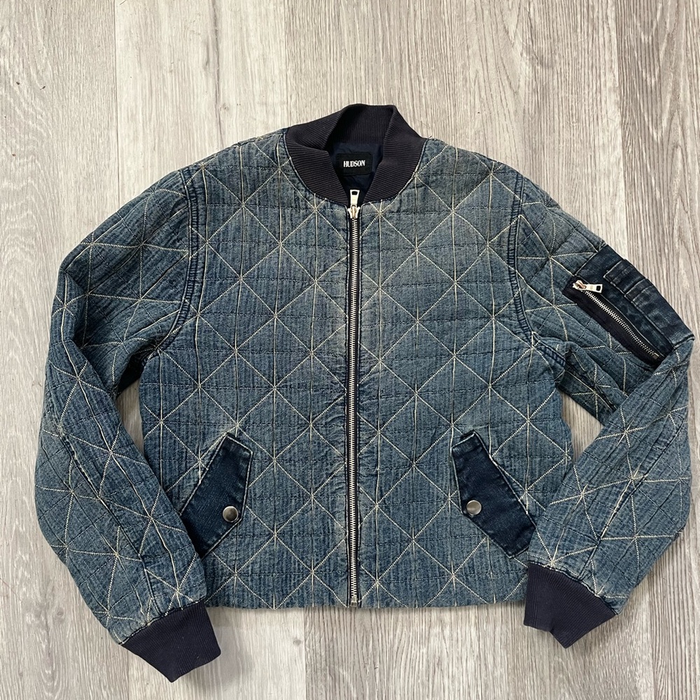 Hudson denim jacquard bomber jacket